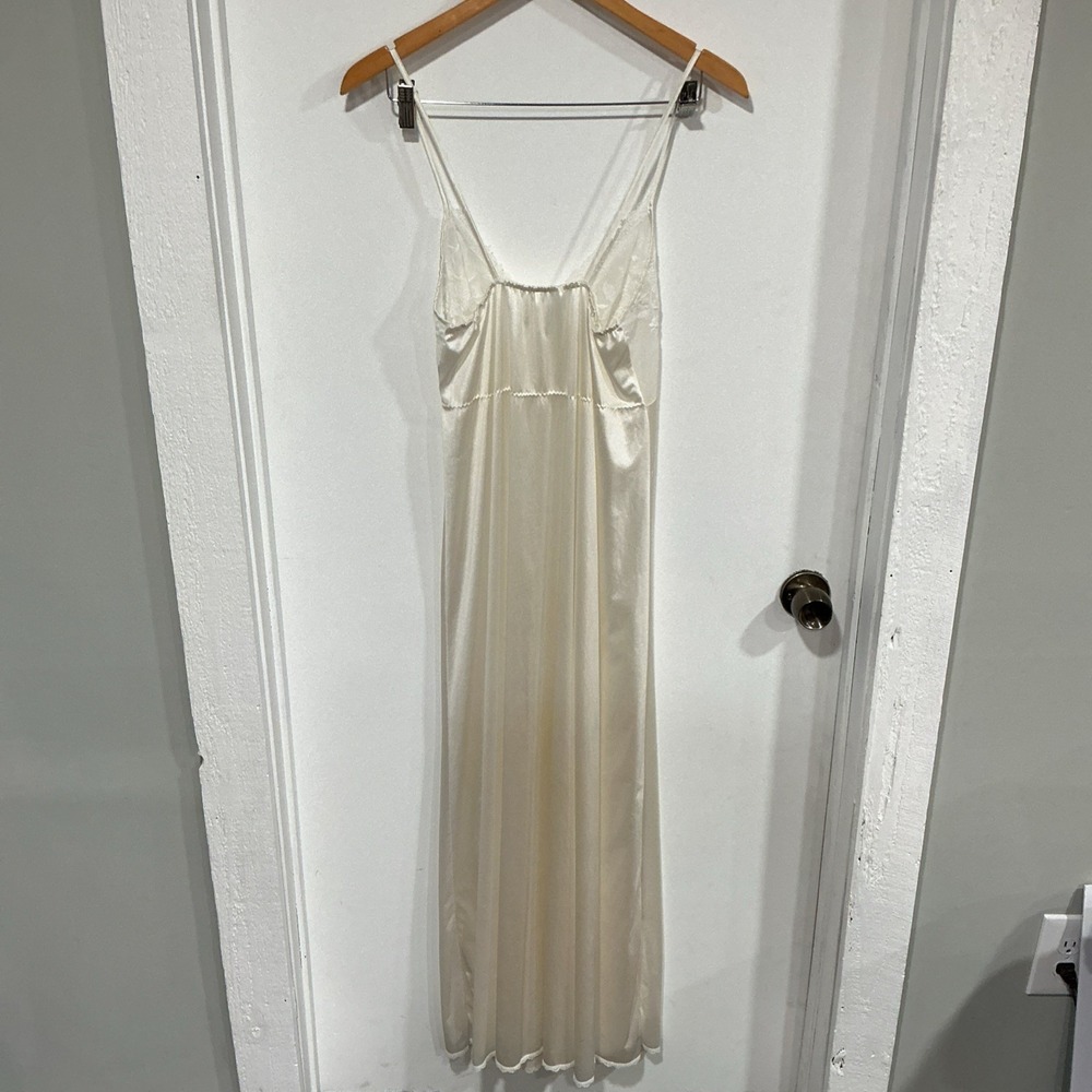Vtg Unbranded Bridal Peignoir Set Ivory Nylon Lace Chiffon Size Small - Picture 10 of 15